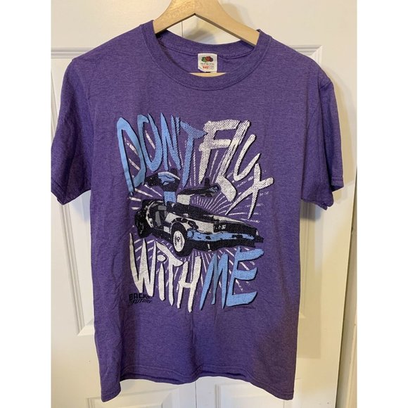 BACK TO THE FUTURE PURPLE T-SHIRT SZ S DON'T FLUX WITH ME - Picture 4 of 8